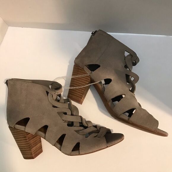 Zodiac Sandals Women's Size 8 Grey Suede Cut-Outs Back-Zip Block Heel NWOT - Picture 5 of 13